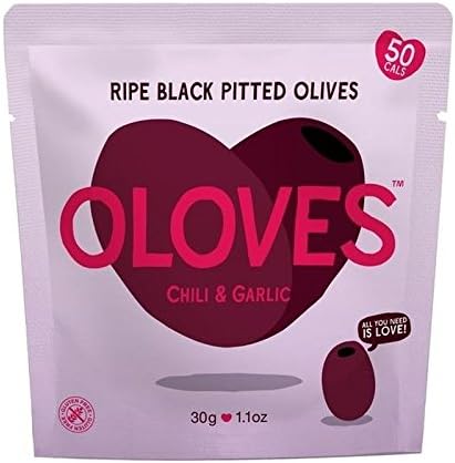 Oloves Chilli &amp; Garlic Marinated Pitted Black Olives 30g