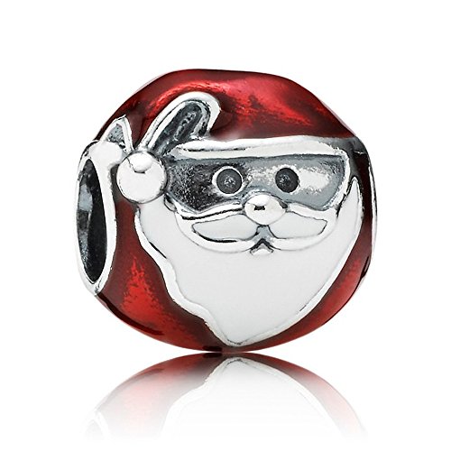 Pandora Bead Jolly Santa with Red and White Enamel