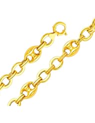 14K Yellow Gold Fancy Bracelet with Spring-ring Clasp - 7.5" Inches