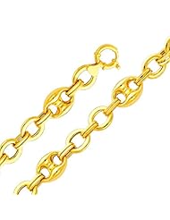 14K Yellow Gold Fancy Bracelet with Spring-ring Clasp - 7.5" Inches
