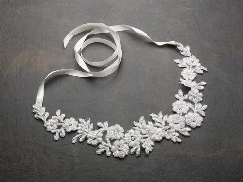 Elegant Bridal Designs Ivory Lace Applique Garden Wedding Headband with Meticulous Edging