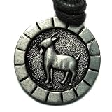 Aries the Ram, European Zodiac Pewter Pendant with Adjustable Cord Necklace