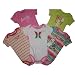 Baby Girls Colorful Hurley Onesie Bodysuit Shirts ~ 5 Pair ~ Size 0-3 Months