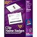 Avery Top Loading Insertable 3 x 4 Inch White Name Badges 40 Count (5384)