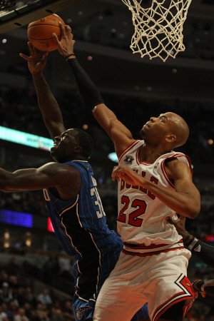 Orlando Magic v Chicago Bulls: Taj Gibson and Brandon Bass Sports Photographic Poster Print by Jonathan Daniel, 24x36