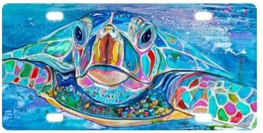 Oil Painting Sea Turtle Metal License Plate, License Plate Car Tag 6" X 12"