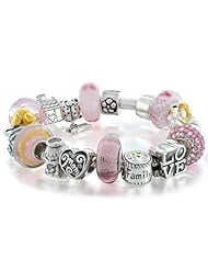 Bling Jewelry Family Love Mother Beads Bracelet Pink 925 Silver