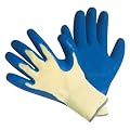 CUT RESISTANT GLOVES-100% KEVLAR�, Heavy Weight Textured Blue Latex Coated,large, (1 pair)