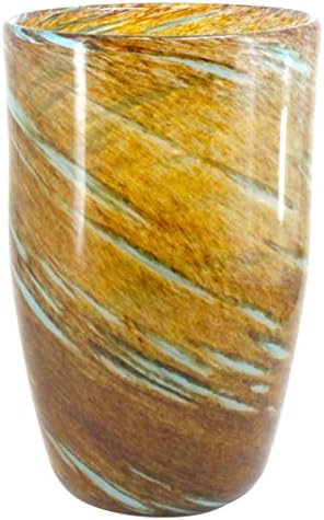 PA GLASS CO 9-Inch Hand-Blown Cylinder Vase - Blue &amp; Chocolate 3127
