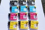 12 (3 FULL SETS) COMPATIBLE INK CARTRIDGES LC985 BY FOR BROTHER PRINTERS DCP-J125 DCP-J315W CDP-J515W MFC-J265W MFC-J410 MFC-J415W MFC-J220 LC985BK LC985C LC985M LC985Y LC 985 BLACK CYAN MAGENTA YELLOW Supplied by Delcomcomputers & Wantmoreink