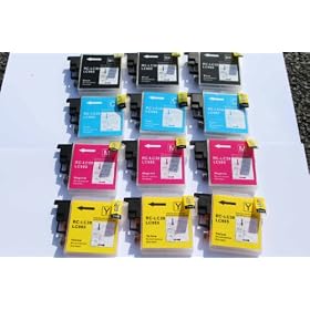 12 (3 FULL SETS) COMPATIBLE INK CARTRIDGES LC985 BY FOR BROTHER PRINTERS DCP-J125 DCP-J315W CDP-J515W MFC-J265W MFC-J410 MFC-J415W MFC-J220 LC985BK LC985C LC985M LC985Y LC 985 BLACK CYAN MAGENTA YELLOW Supplied by Delcomcomputers & Wantmoreink