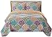 Dahlia Full / Queen Size, Over-Sized Coverlet 3pc set, Luxury Microfiber Printed Quilt by Royal Hotel