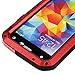 Lentenda Waterproof Shockproof Aluminum Gorilla Metal Cover Case for Galaxy S5 Love Mei (red)