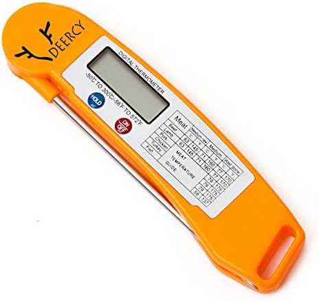 Deercy Digital Instant Read Meat Thermometer for Grill,BBQ,Oven,Cooking,Folding Auto Switch, hang hole and magnet