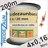 Weidezaunband 200m, 20mm, 4x0,16 Niro, wei� 1* Band f�r den Weidezaun