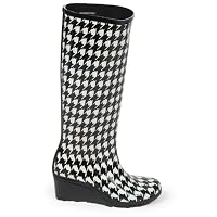 17p Ladies Black Wedge Welly Wellington Boots Size 3-8