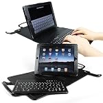 iGADGET® IG1000 iPad 3 and iPad 2 Leather Case with Detachable Bluetooth Keyboard - Black