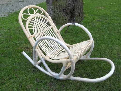 Kinderschaukelstuhl, Kinderschaukler aus Rattan, hell naturfarbig
