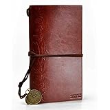 ZLYC Retro String Classic Vintage Style Handmade Refillable Traveler's Blank Pages PU Leather Journal Diary Notepad Notebook Brown