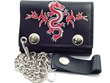 Tribal Dragon Embroidered Leather Chain Wallet