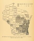 1918 Print German Settlement Distribution 1880 WI Map - Original Halftone Print