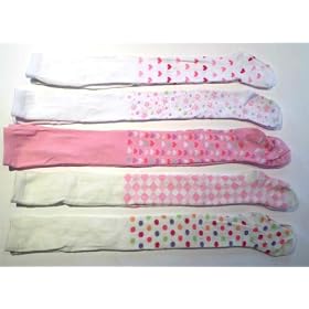 Soft Touch Girls White Tights With Pastel Coloured Design 12-18mths
