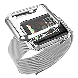 Apple Watchベルト, 特徴的なマグネットクラスプ設計，【Biaoge 正規品】Apple Watchバンド スチール製Milanese Loop入れ替えバンド 保護ケース付き for Apple Watch (38mmシルバー) [並行輸入品]