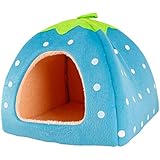 Leegoal Strawberry Small Cotton Soft Dog Cat Pet Bed House (Blue, M)