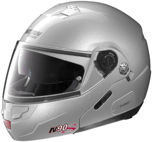 Nolan N90S N-COM Modular Solid Helmet, Salt Silver, Size: Lg, Primary Color: Silver, Helmet Type: Modular Helmets, Helmet Category: Street N905274200071