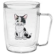 Kitty (Black & White) 18 oz Insulated Coffee Mug, Clear