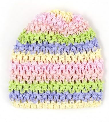 Ema Jane (Pastel Rainbow) Super Soft Waffle Crochet Beanie Hat for Baby