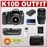 Pentax K10D Digital SLR Camera Body + Pentax 18-55mm f/3.5-5.6 Lens + Tamron 70-300mm Di AF Lens + Pentax BG2 Battery Grip + Lithium-Ion Spare Replacement Battery + Deluxe Gadget Bag