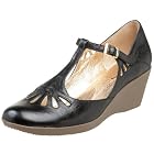 All Black Women's Eyelet Wedge Black Leather Wedge/Eyelets