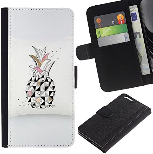 APlus Cases // Apple Iphone 6 PLUS 5.5 // Pineapple Art Drawing Black White Pink // Slim PU Leather Wallet Credit Card Case Cover Shell Armor