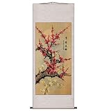 EXP Handmade Blossoming Plum Tree Scroll Wall Art Painting