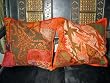 2 Orange Gujrati Embroidered Sari Toss Pillow Cushion Covers Free Shipping