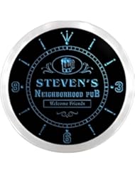 Home: ncx0018-tm Stevens Neighborhood Pub Beer Mug Custom Name Neon Sign Clock - ADV PRO