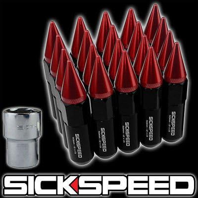 20 Black/Red Spiked Aluminum Extended Locking Lug Nuts Wheels/Rims 12X1.5 L17 for Jaguar X-Type