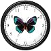 Black, Turquoise & Purple Butterfly - Butterfly Animal Wall Clock by WatchBuddy Timepieces (Black Frame)