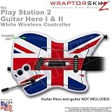 PS2 Guitar Hero I & II White Wireless Controller Skin Union Jack 02 by WraptorSkinz TM (GUITAR NOT INCLUDED)