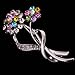 Yazilind Jewelry Silver Plated Flower Carve Sparkling Colorful Crystal Brooches and Pins Gift for Women
