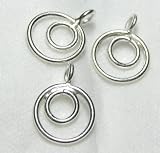 3 Thai - Hill Tribe Silver - Double Circle Pendants - 13mm (18mm w' Loop)