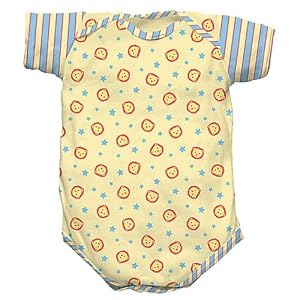 i play. Itsy Bitsy Organic Cotton Knit Bodysuit, Cornflower Stripe/Lion Print, Small