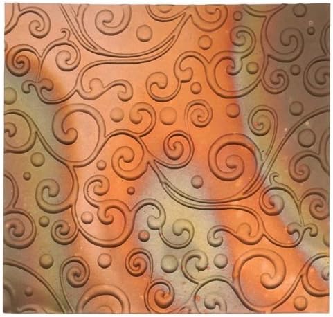 Lillypilly Copper Sheet Metal Whimsy Embossed Flamed Patina 36 Gauge - 3x3 Inch by Lillypilly Designs