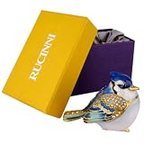 2.5 Inch Rucinni Swarovski Crystal Stunning Blue Bird Trinket Box Bejeweled Jewelry Keepsake Box Organizer