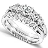 1 Carat TW Round Diamond Wedding Set in 14k White Gold