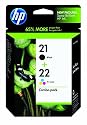 Original HP 21/22 Ink Cartridges Combo-Pack in Retail Packaging