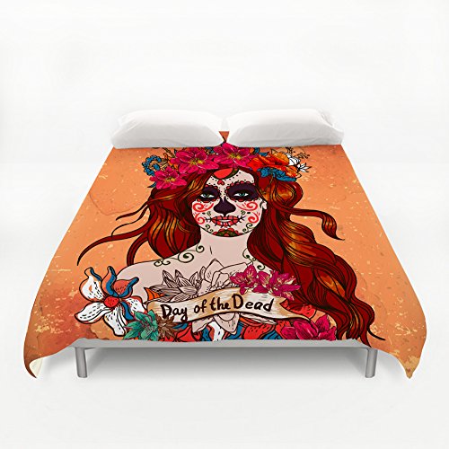NLBH Designs Girl With Sugar Skull, Day of the Dead duvet cover 4 sets (QUEEN 88