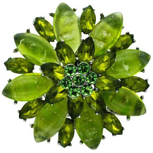 Lime Green Studded Flower Pin Brooch