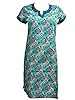 Womans Tunic Tops Long Kurta Light Blue Printed Cotton Kurti Dress Caftan Xs